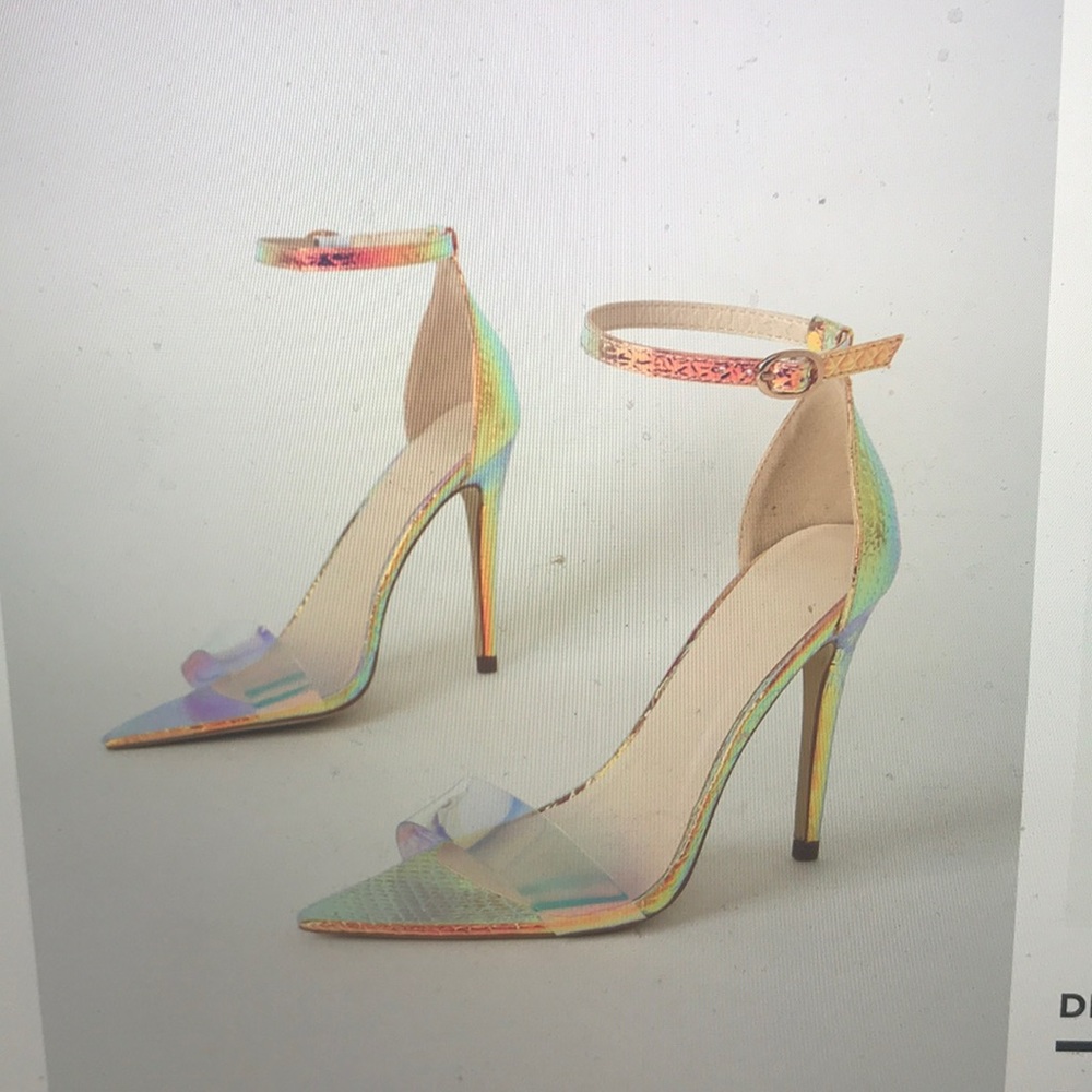 Iridescent Snake Print Pointed Toe Heel